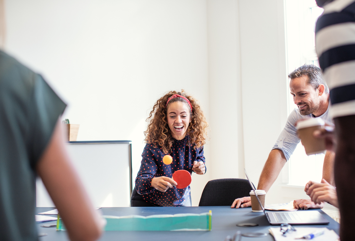 Woman playing ping pong