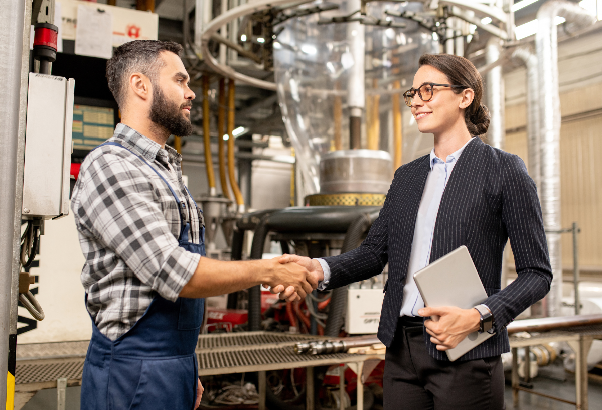 Two people shaking hands.