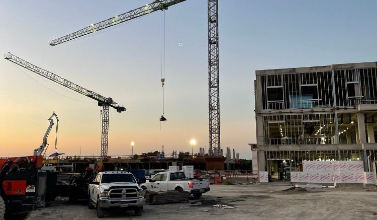 Construction site with a large crane.