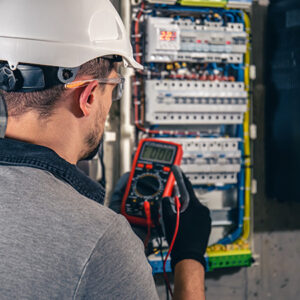electrician in hard hat working