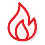 Red icon of a stylized flame.